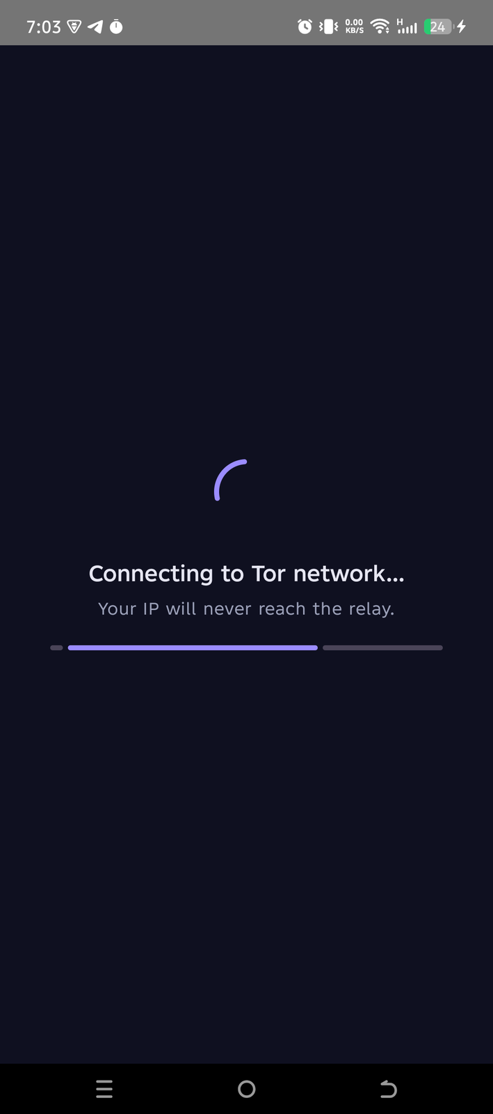 Tor connecting screen