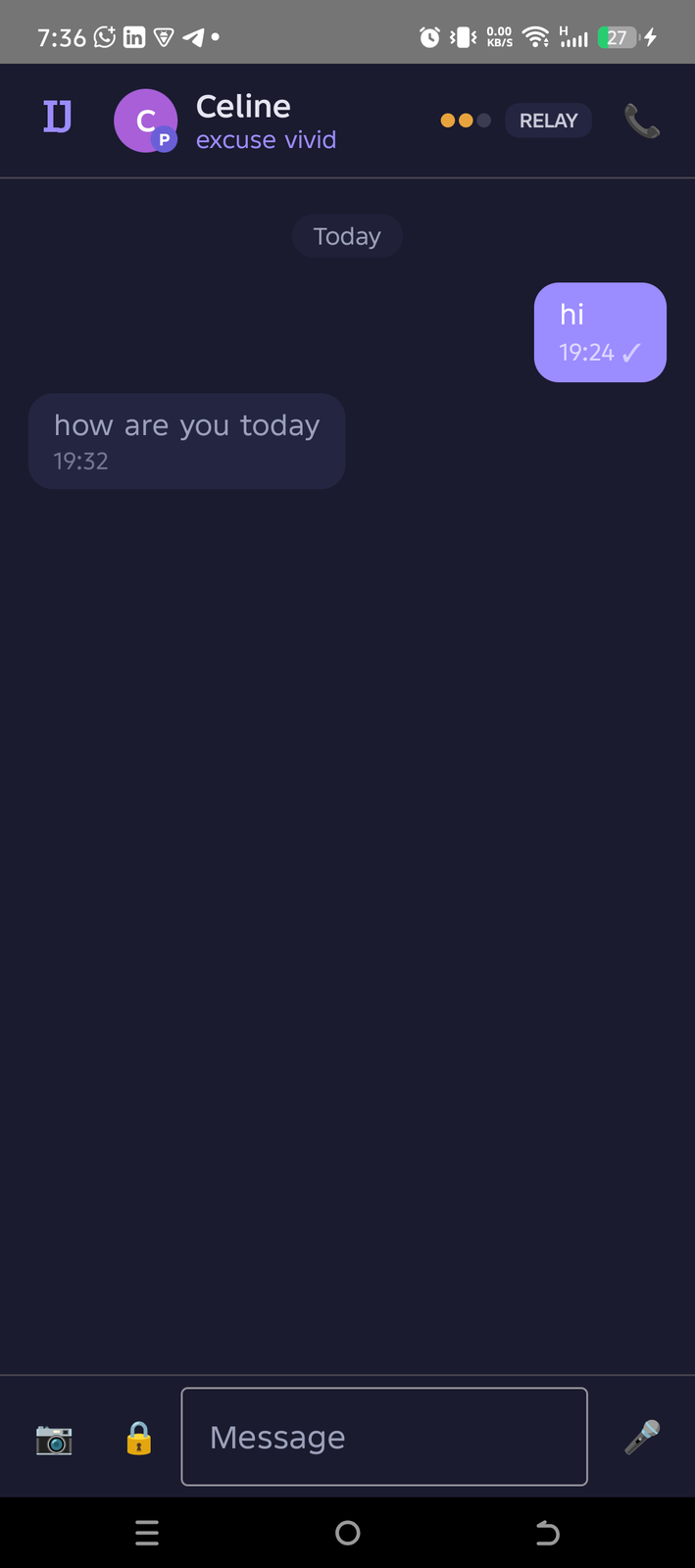 Live encrypted conversation between two devices